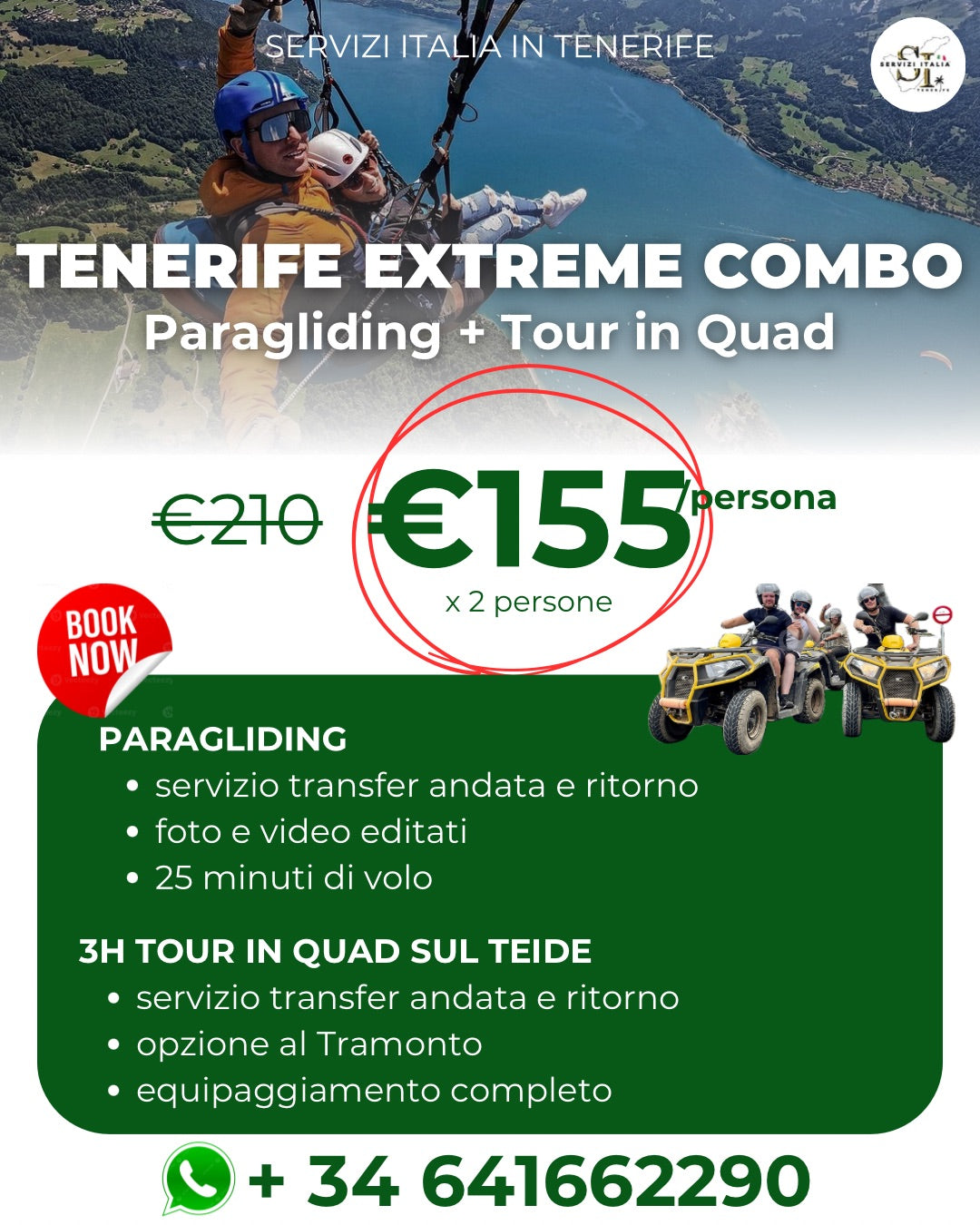 TENERIFE EXTREME COMBO - Paragliding & Tour in Quad sul Teide
