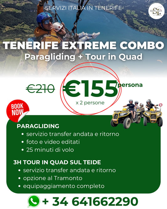 TENERIFE EXTREME COMBO - Paragliding & Tour in Quad sul Teide